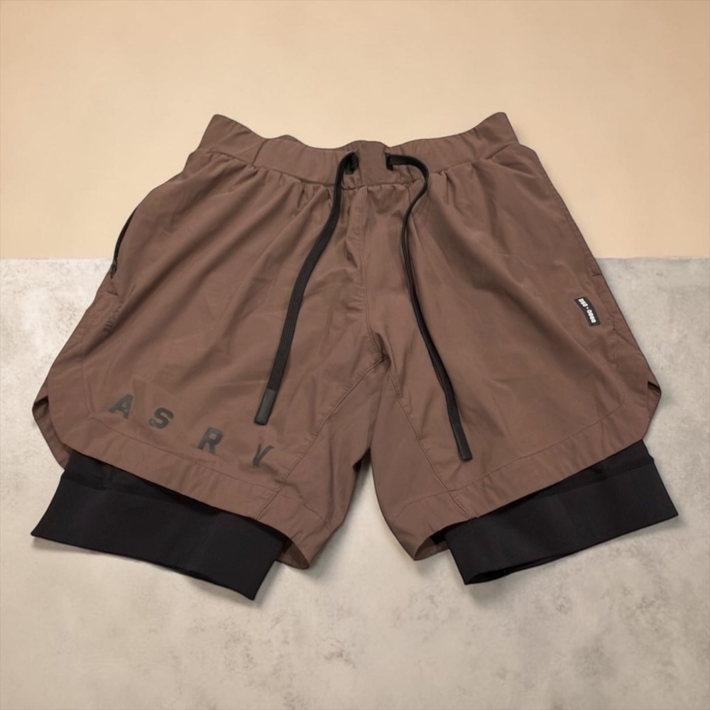 ASRV DSG-0866 Training Shorts Mens Medium Brown 2-in-1 Tetra-Lite Compression